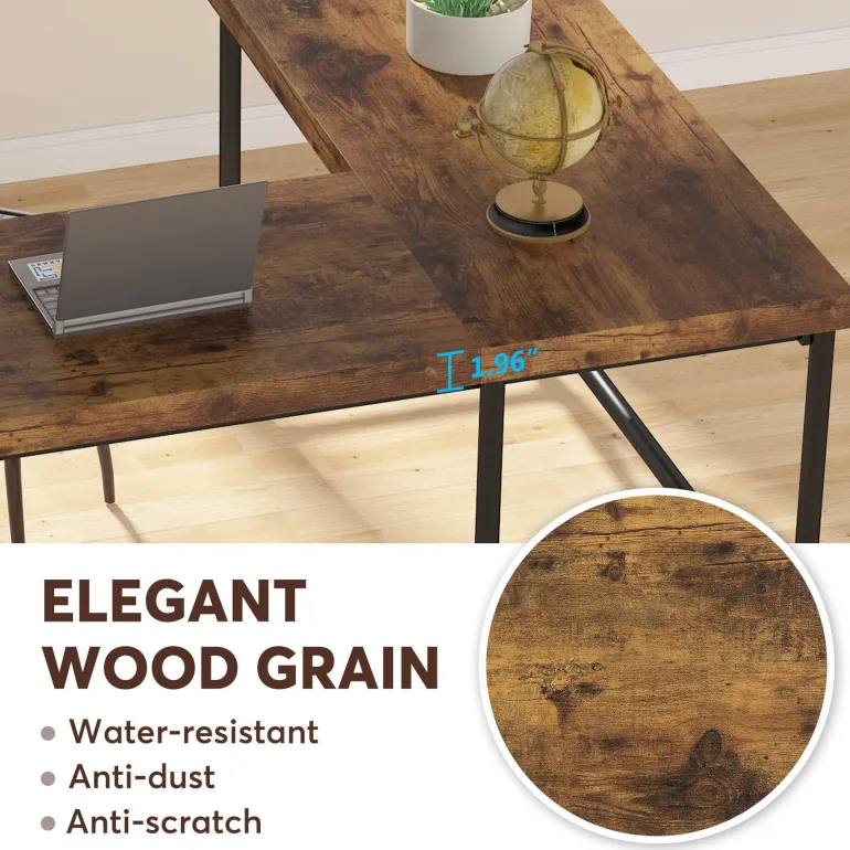 Cheap Tribesigns 67" L - Shaped Desk, Industrial Reversible Computer Corner Desk