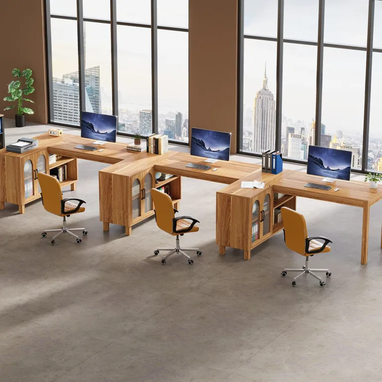 Best Sale Tribesigns 59" L - Shaped Executive Desk, Computer Desk Home Office Desk With Storage Cabinet