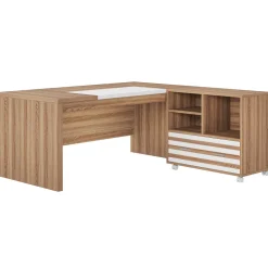 Cheap Tribesigns 66.2" L-Shaped Executive Desk, Computer Desk with Mobile File Cabinet