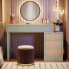 Cheap Tribesigns 55" Makeup Vanity Table, Rustic Dressing Table Makeup Table