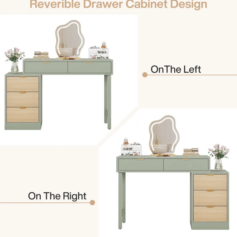 Cheap Tribesigns 55" Makeup Vanity Table, Rustic Dressing Table Makeup Table