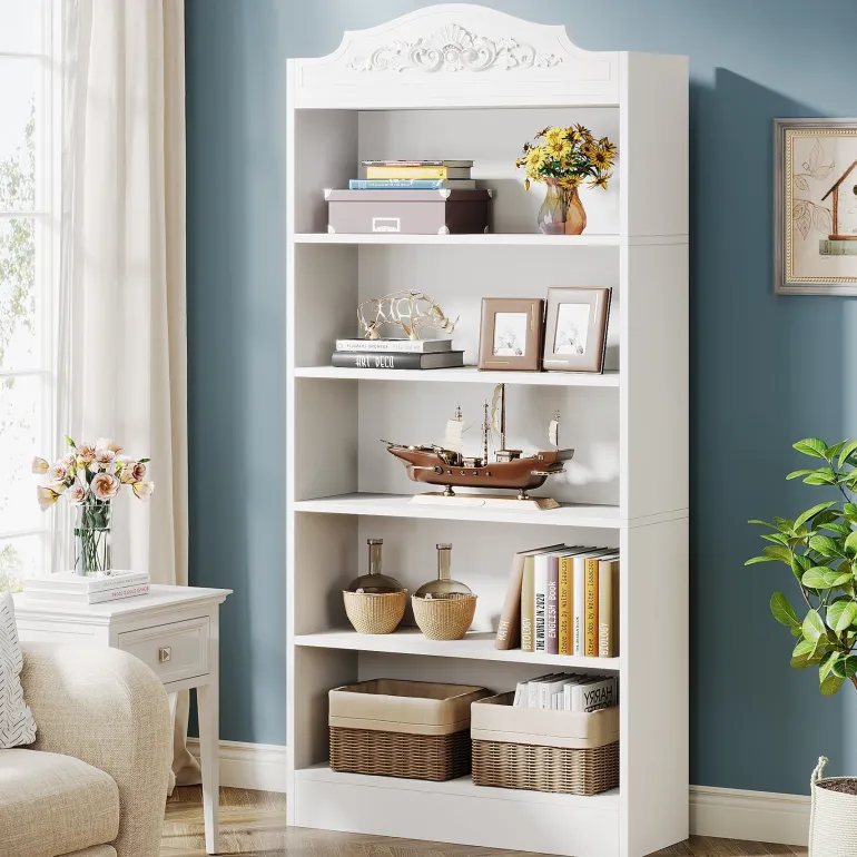 Best Sale Tribesigns 72" Modern Bookshelf, Freestanding Etagere Bookcase with Storage Shelves