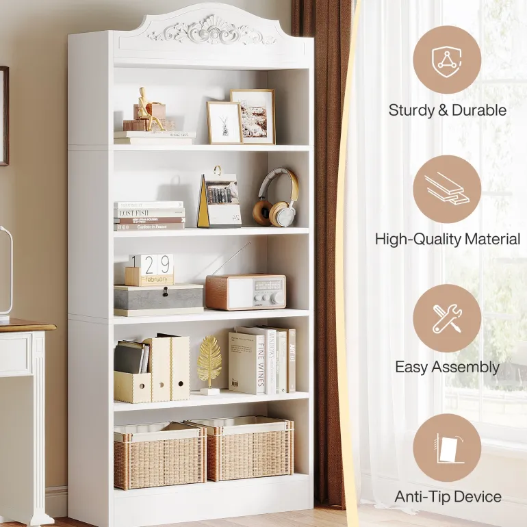 Best Sale Tribesigns 72" Modern Bookshelf, Freestanding Etagere Bookcase with Storage Shelves