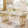 Best Sale Tribesigns 63" Modern Dining Table with Faux Marble Tabletop for 4-6 People