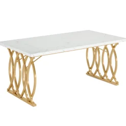 Best Sale Tribesigns 63" Modern Dining Table with Faux Marble Tabletop for 4-6 People