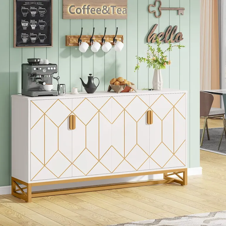 Flash Sale Tribesigns 59" Modern Sideboard Buffet Kitchen Storage Cabinet with Doors