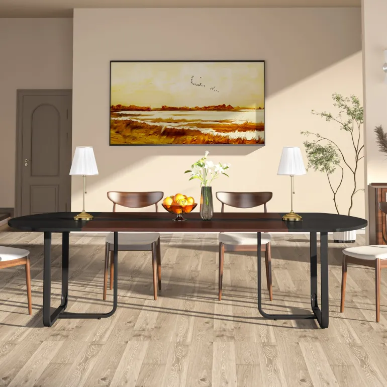 Clearance Tribesigns 70.86" Oval Dining Table, Modern Kitchen Table for for 6-8 People