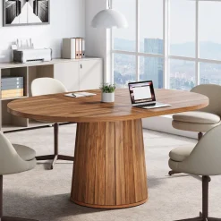 New Tribesigns 55" Oval Meeting Table, Wood Conference Table For 6 People