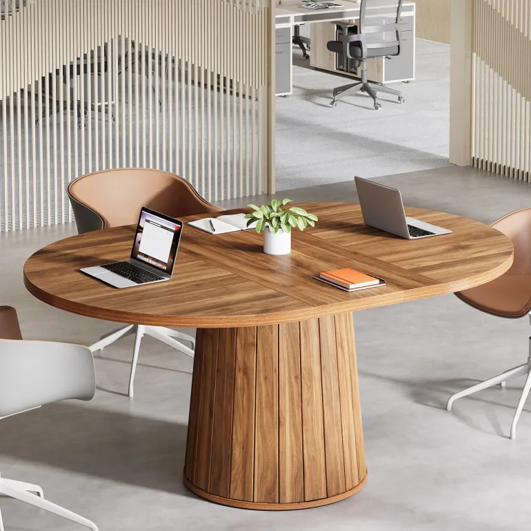 New Tribesigns 55" Oval Meeting Table, Wood Conference Table For 6 People