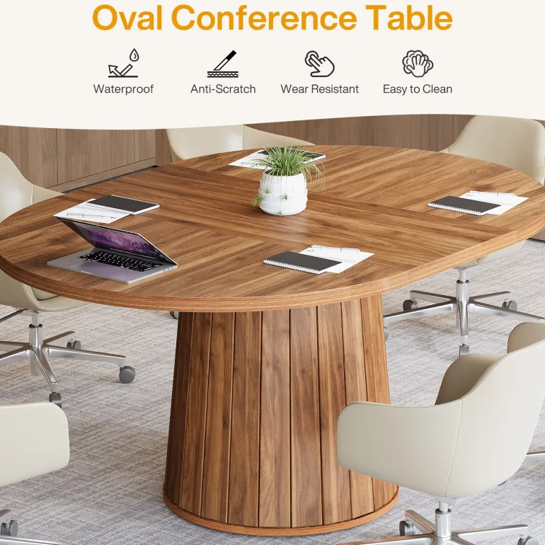 New Tribesigns 55" Oval Meeting Table, Wood Conference Table For 6 People