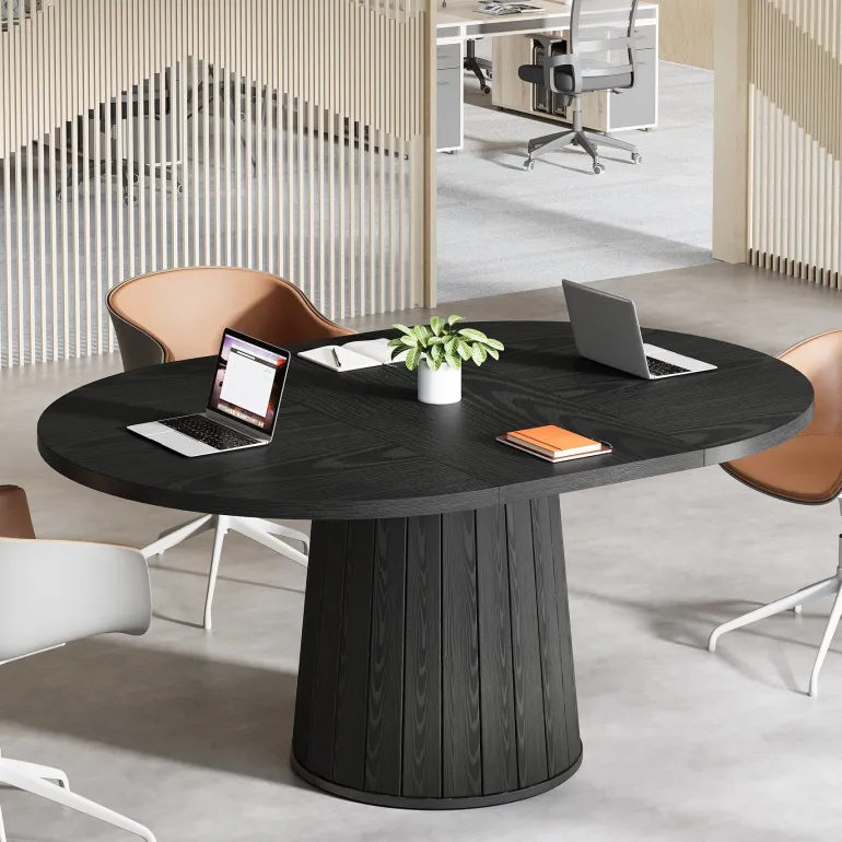 New Tribesigns 55" Oval Meeting Table, Wood Conference Table For 6 People