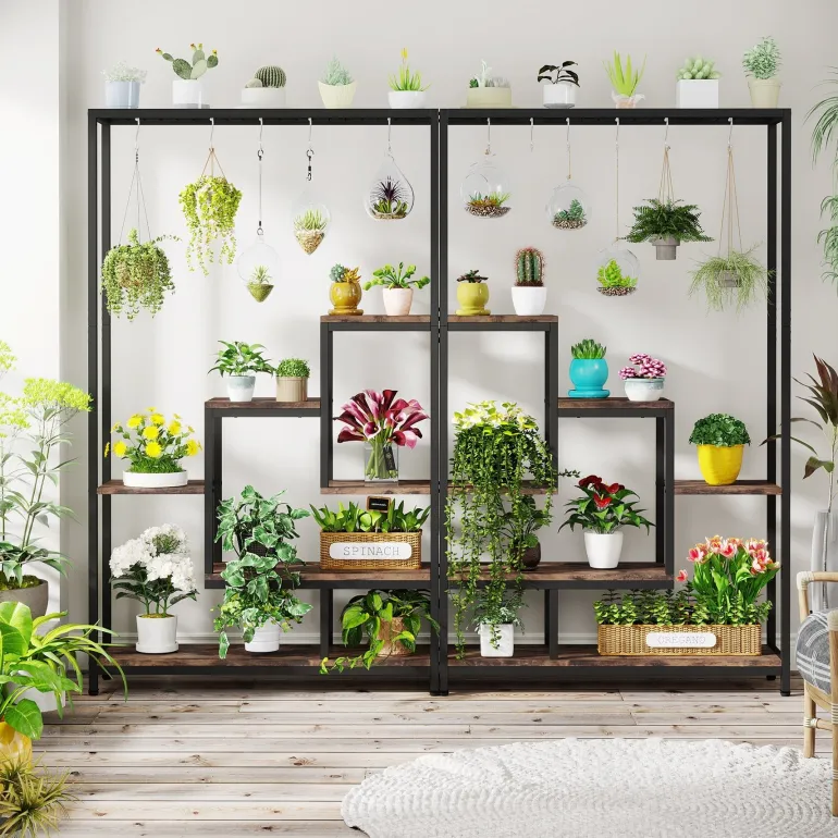 Flash Sale Tribesigns 70.9" Plant Stand, Large Flower Bonsai Shelf with 6 S Hanging Hooks