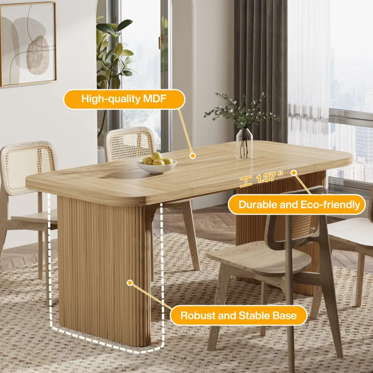 Best Tribesigns 62" Rectangular Dining Table for 4-6, Simple Kitchen Dinner Table