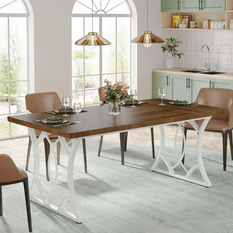 Clearance Tribesigns 63" Rectangular Dining Table with Wooden Tabletop for 6 People
