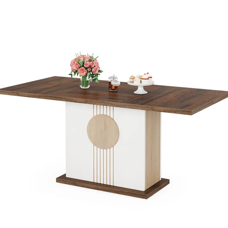 Best Tribesigns 55" Rectangular Dining Table, Farmhouse Wood Kitchen Table for 4 to 6 People