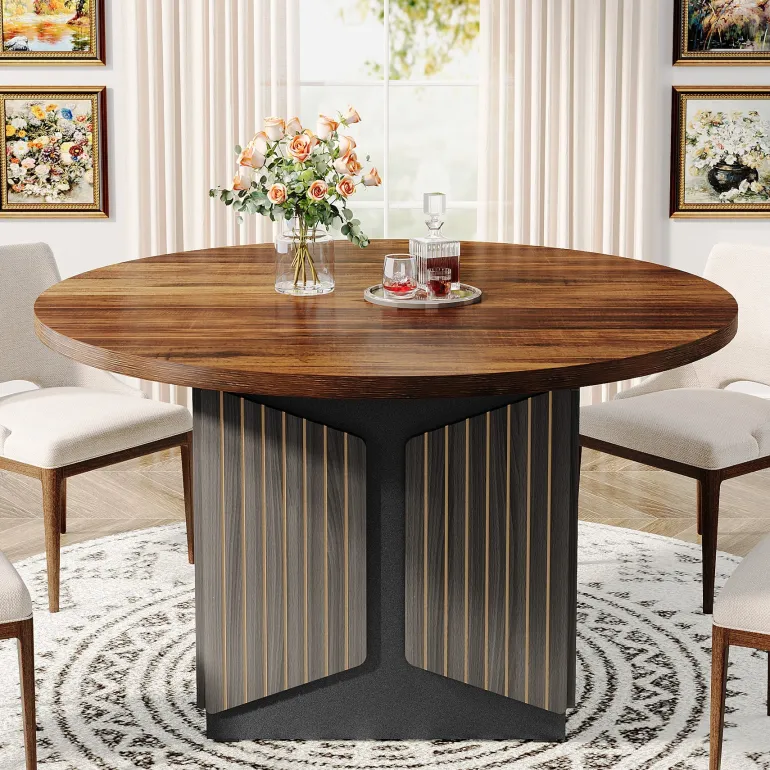 Online Tribesigns 47" Round Dining Table, Farmhouse Kitchen Table for 4-6 People