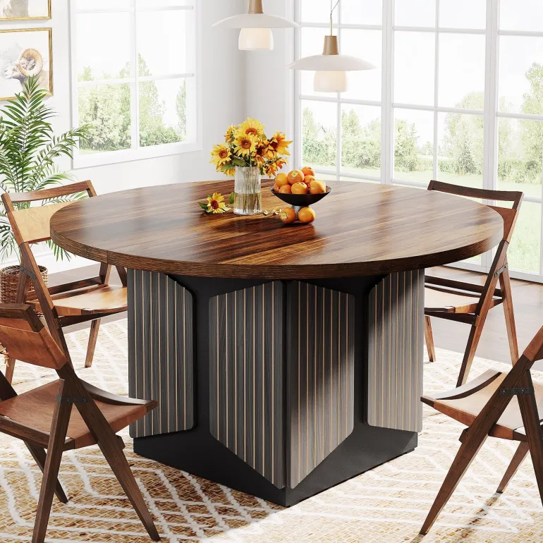 Online Tribesigns 47" Round Dining Table, Farmhouse Kitchen Table for 4-6 People