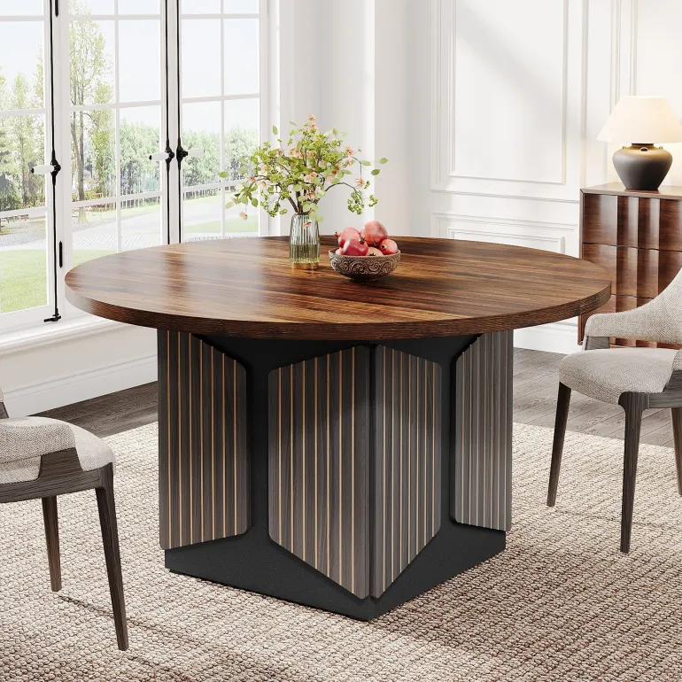 Online Tribesigns 47" Round Dining Table, Farmhouse Kitchen Table for 4-6 People