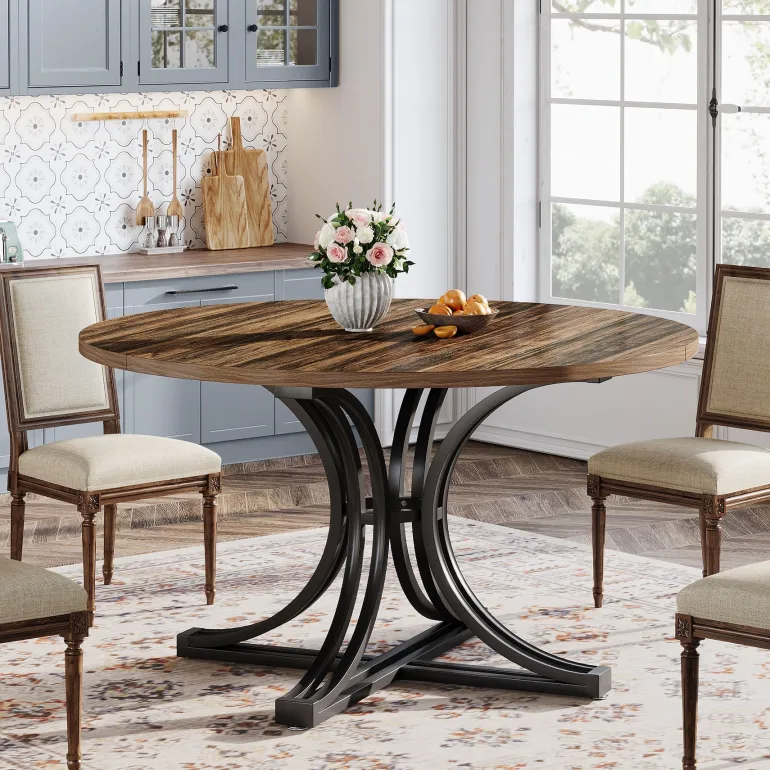 Clearance Tribesigns 47" Round Dining Table, Farmhouse Kitchen Table for 4 - 6 People