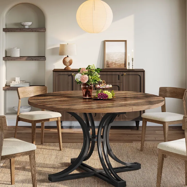 Clearance Tribesigns 47" Round Dining Table, Farmhouse Kitchen Table for 4 - 6 People
