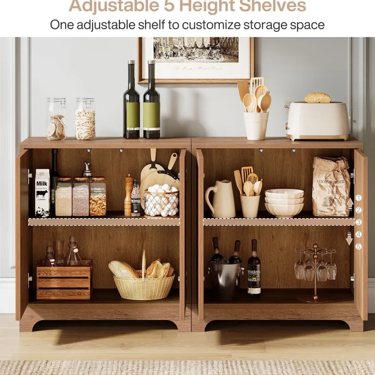 Best Tribesigns 57.5" Set of 2 Sideboard Buffet, Storage Cabinet Credenza with Doors