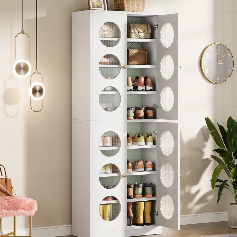 Store Tribesigns 70.8" Shoe Cabinet, 8 - tier Shoe Organizer with Doors