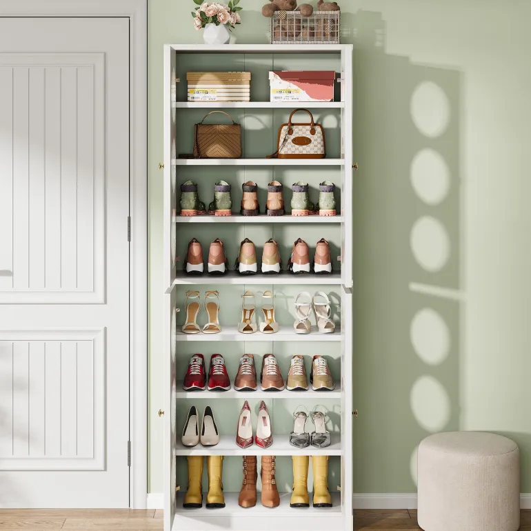 Store Tribesigns 70.8" Shoe Cabinet, 8 - tier Shoe Organizer with Doors
