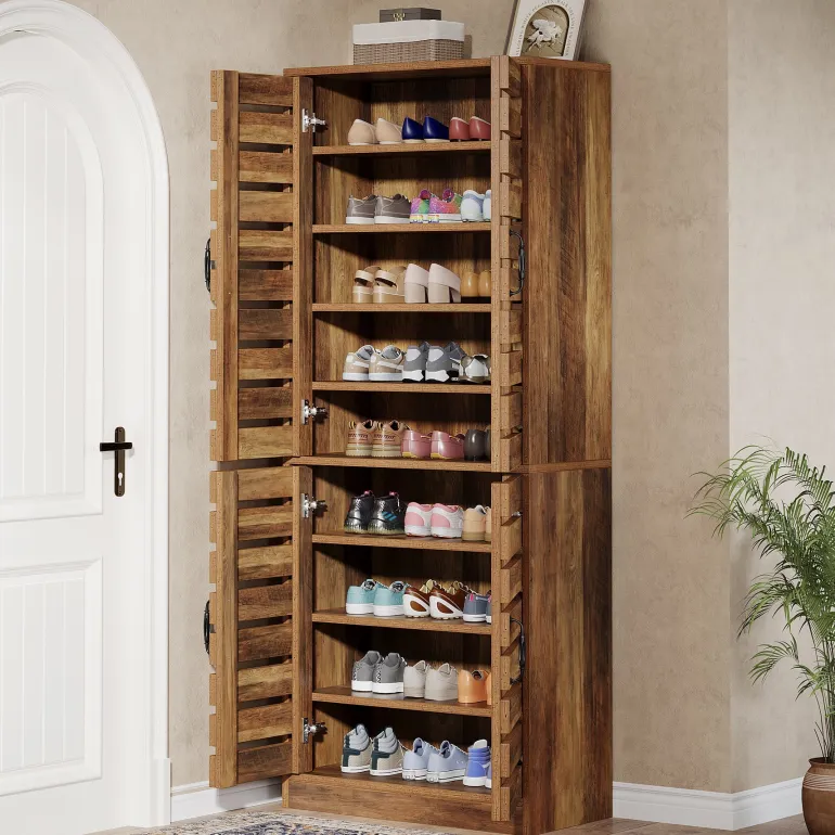 Best Sale Tribesigns 70.8" Shoe Cabinet, 9 - Tier Vertical Shoe Rack with Shutter Doors