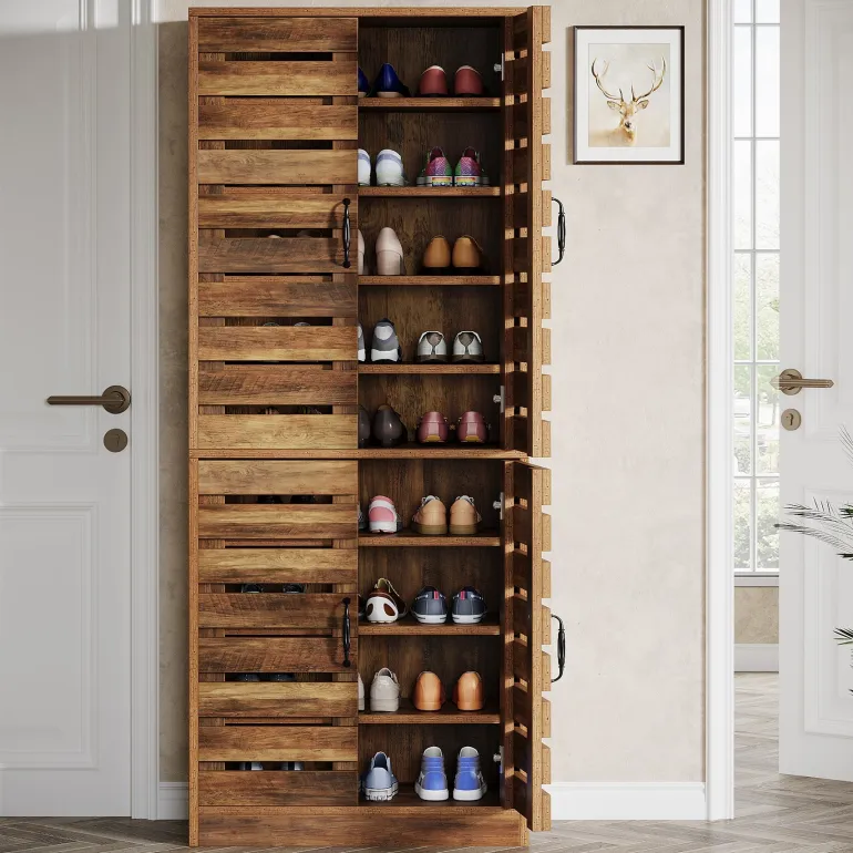 Best Sale Tribesigns 70.8" Shoe Cabinet, 9 - Tier Vertical Shoe Rack with Shutter Doors