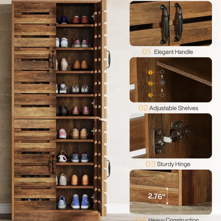 Best Sale Tribesigns 70.8" Shoe Cabinet, 9 - Tier Vertical Shoe Rack with Shutter Doors