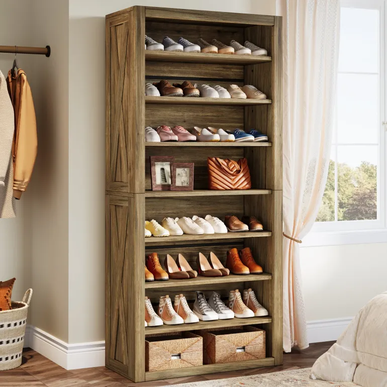 Store Tribesigns 71" Shoe Cabinet, Freestanding Shoe Storage Organizer for 32 - 36 Pairs