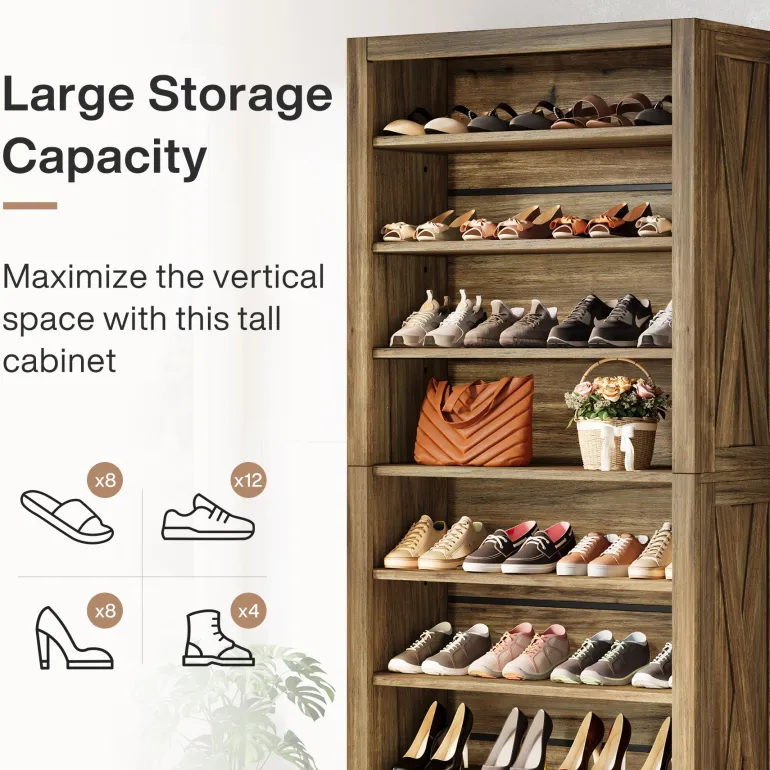 Store Tribesigns 71" Shoe Cabinet, Freestanding Shoe Storage Organizer for 32 - 36 Pairs