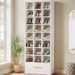 Sale Tribesigns 71" Shoe Rack, Freestanding Wooden 9-Tier Shoe Storage Cabinet