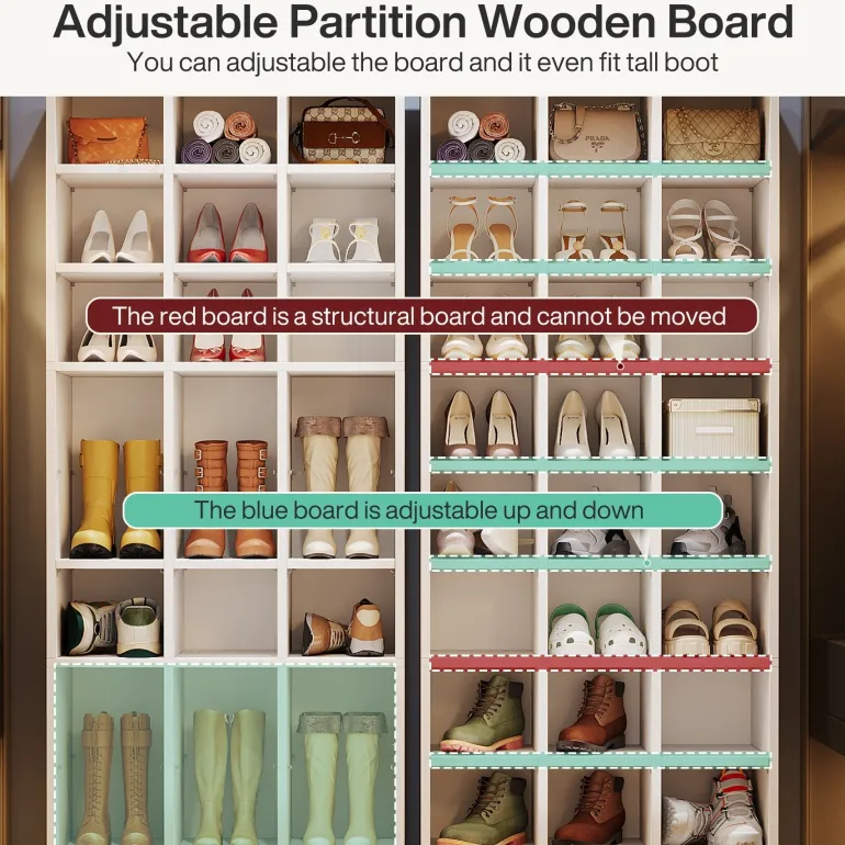 Sale Tribesigns 71" Shoe Rack, Freestanding Wooden 9-Tier Shoe Storage Cabinet