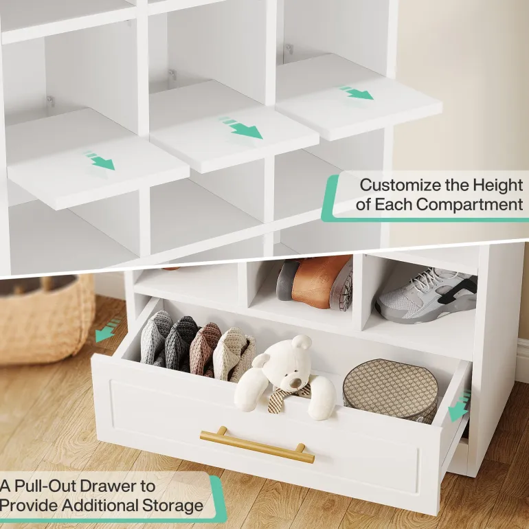 Sale Tribesigns 71" Shoe Rack, Freestanding Wooden 9-Tier Shoe Storage Cabinet