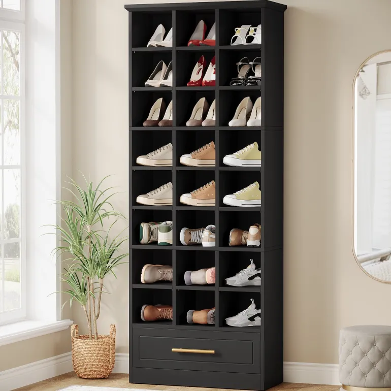 Sale Tribesigns 71" Shoe Rack, Freestanding Wooden 9-Tier Shoe Storage Cabinet