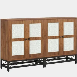 Cheap Tribesigns 59" Sideboard Buffet Cabinet with Storage Shelves and Carved Design Doors
