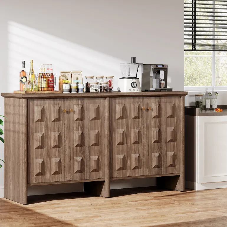 Fashion Tribesigns 59" Sideboard Buffet, Console Cabinet Credenzas Coffee Bar Cabinet with Adjustable Shelf