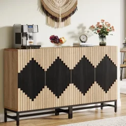 Flash Sale Tribesigns 63" Sideboard Buffet, Farmhouse Sideboard Credenza Storage Cabinet with Doors