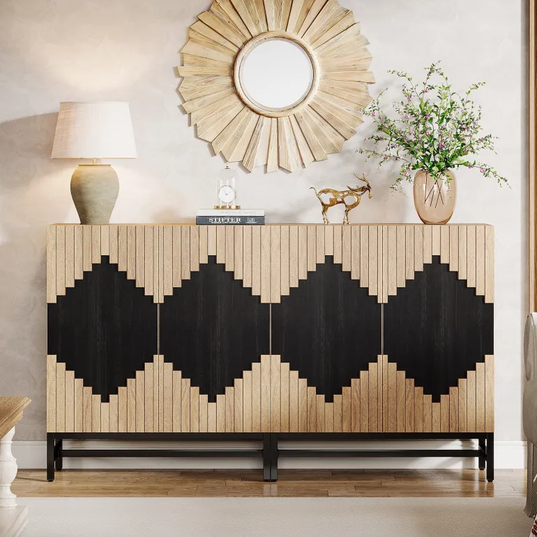 Flash Sale Tribesigns 63" Sideboard Buffet, Farmhouse Sideboard Credenza Storage Cabinet with Doors