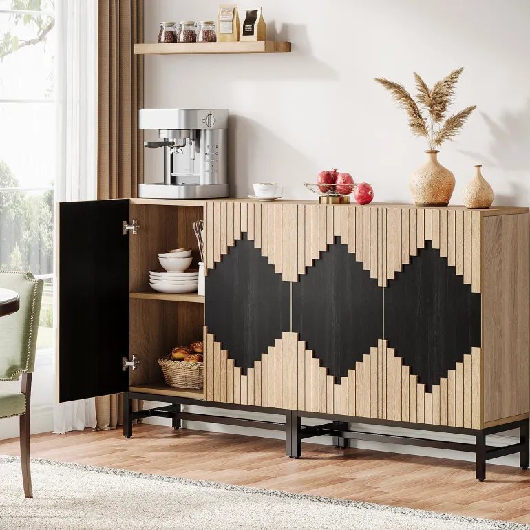 Flash Sale Tribesigns 63" Sideboard Buffet, Farmhouse Sideboard Credenza Storage Cabinet with Doors