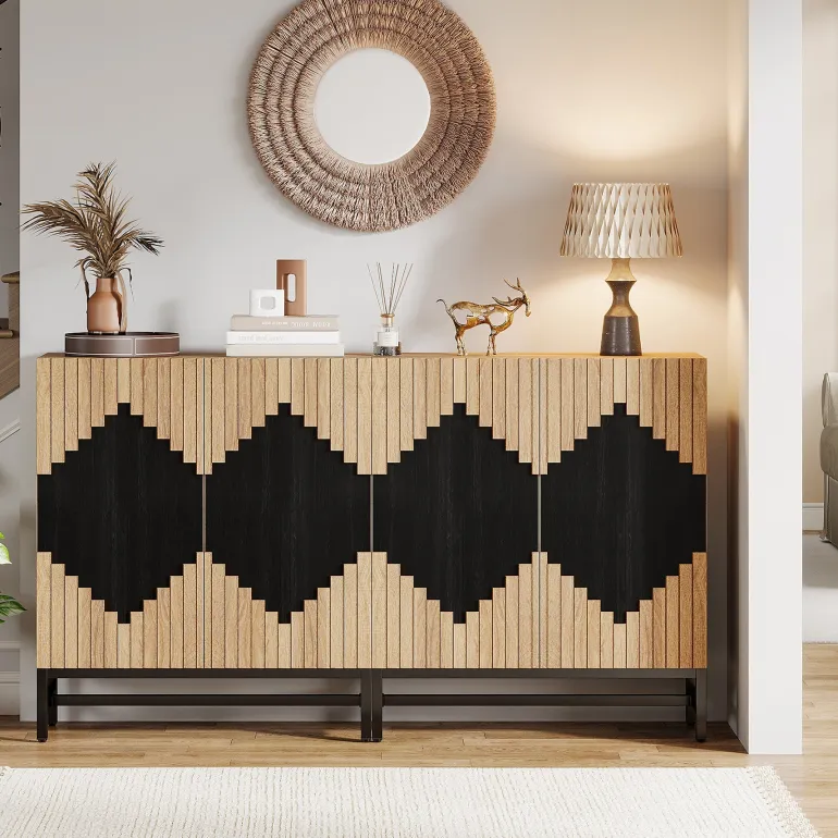 Flash Sale Tribesigns 63" Sideboard Buffet, Farmhouse Sideboard Credenza Storage Cabinet with Doors