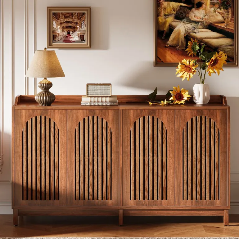 Hot Tribesigns 57" Sideboard Buffet, Farmhouse Storage Cabinet with Adjustable Shelf