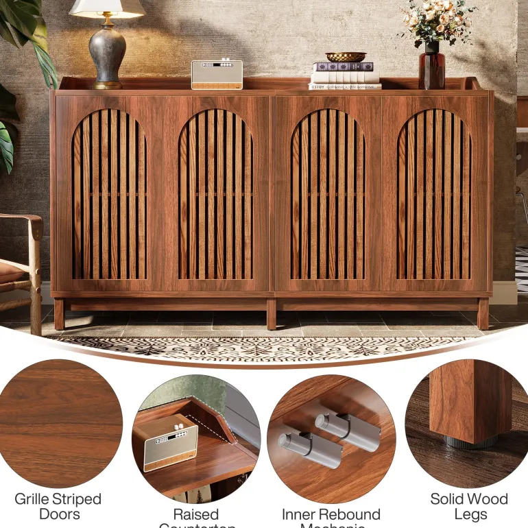Hot Tribesigns 57" Sideboard Buffet, Farmhouse Storage Cabinet with Adjustable Shelf