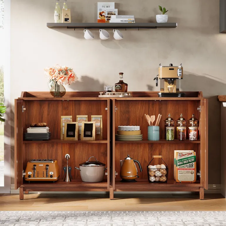 Hot Tribesigns 57" Sideboard Buffet, Farmhouse Storage Cabinet with Adjustable Shelf