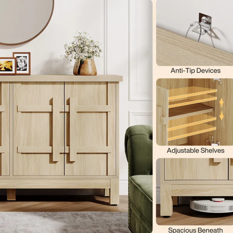 Flash Sale Tribesigns 55" Sideboard Buffet, Farmhouse Sideboard Cabinet Credenzas with Storage