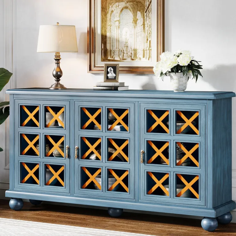 Best Tribesigns 55" Sideboard Buffet, Farmhouse 3 - Doors Buffet Cabinet Credenza