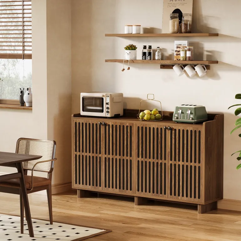 Fashion Tribesigns 55" Sideboard Buffet, Farmhouse Storage Cabinet Credenzas with Adjustable Shelves