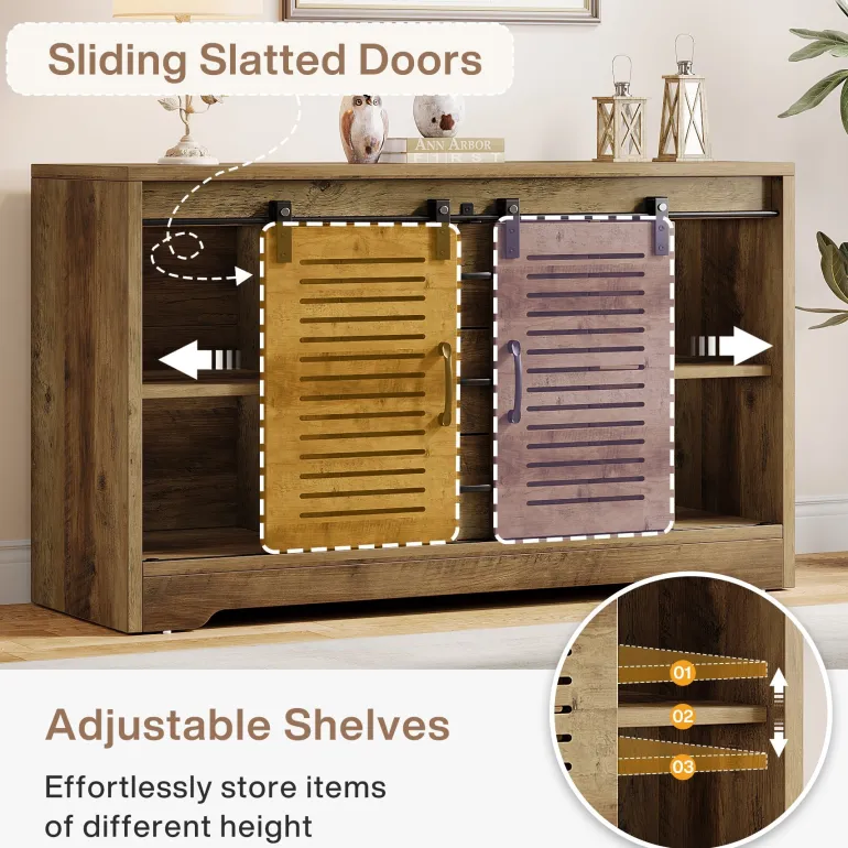 Shop Tribesigns 47" Sideboard Buffet, Farmhouse Buffet Cabinet With Sliding Doors & Adjustable Shelves