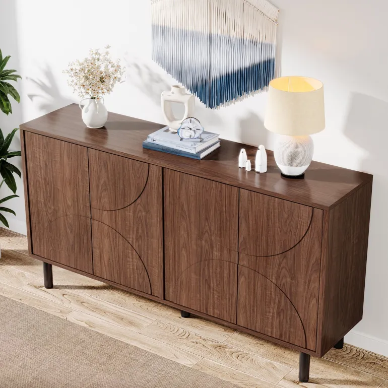 Cheap Tribesigns 55.1" Sideboard Buffet, Kitchen Sideboard Storage Cabinet with 4 Doors